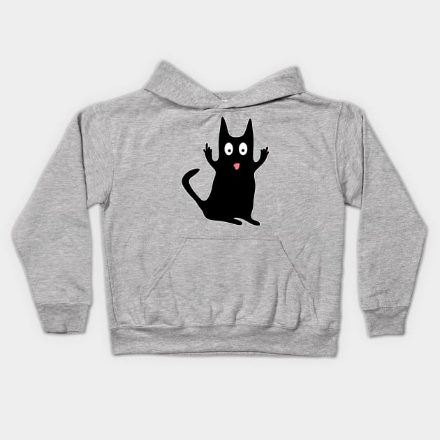 Funny Black Cat with Attitude Gift Kids Hoodie by McNutt